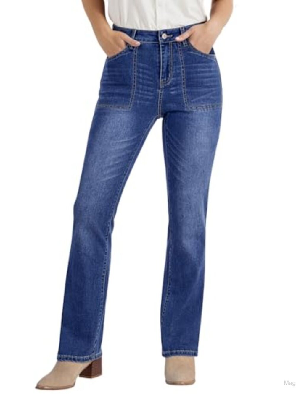 High Waisted Bootcut Stretch Jeans for Women - Retro Denim Pants